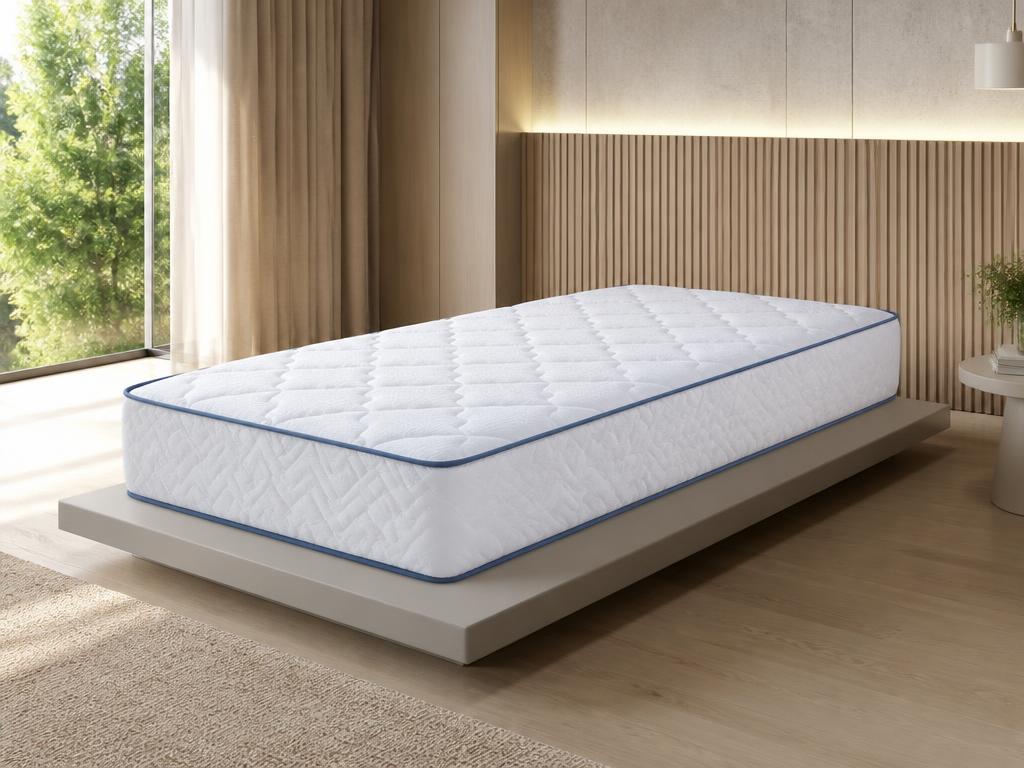 Colchão Solteiro Sereno branco com detalhe azul